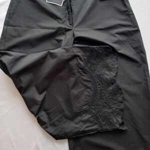 Sophisticated Black Women's Dress Pants with Lace Detail